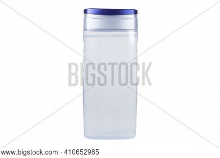 Bottle Of Soap Or Sanitizer Gel Or Shower Gel On White Background. Shower Gel Bottle Isolated On Whi