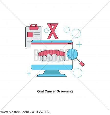 Dental Services Concept. Oral Cancer Screening. Vector Illustration.
