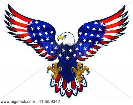 American Eagle. The Eagle And Flag Of The United States Of America