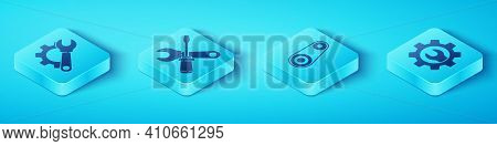 Set Isometric Wrench Spanner And Gear, Screwdriver And Wrench Spanner, Wrench Spanner And Gear And T