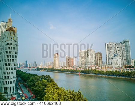Guangzhou/china-24 Aug 2019:cityscape Of Guangzhou City With Pearl River.guangzhou Also Known As Can