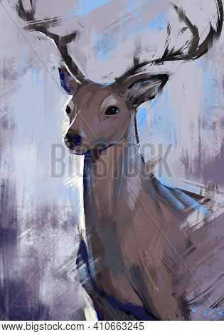 Antler Deer Animal Digital Art  Cg Draw