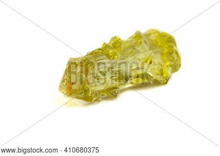Macro Mineral Beryl Heliodor Stone On White Background