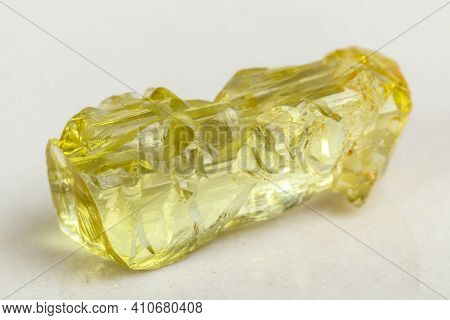 Macro Mineral Beryl Heliodor Stone On White Background