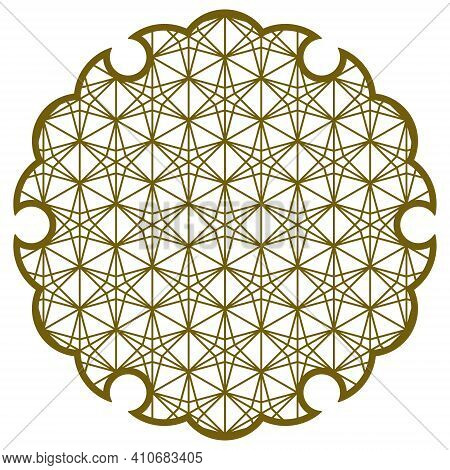 Yukiwa Snowflake With Pattern In Japanese Style Of Kumiko Zaiku. Design Element For Laser Cutting .
