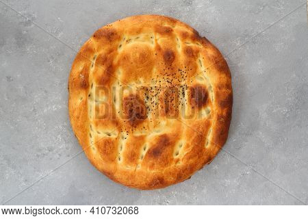 Turkish Ramadan Pita Bread, Isolated On Stone Background