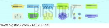 Set Of Usb Ports Cartoon Icon Design Template With Various Models. Modern Vector Illustration Isolat