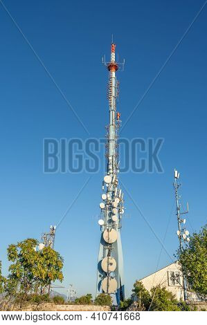 Radio Tower On Top Of Mountain Srd In Dubrovnik During Sunset