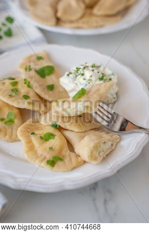 Pierogi Ruskie, Baked Dumplings Stuffed With Curd Cheese And Potatoes