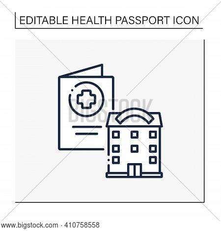 Health Passport Line Icon. Necessary Document About Health Status. Vaccinated Card. Necessarily In G