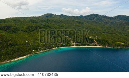 Tropical Landscape With A Beautiful Beach And The Blue Water. Canibad Beach, Island Garden City Of S
