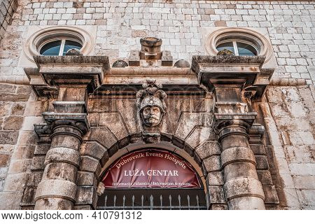 Dubrovnik, Croatia - Aug 22, 2020: Facade Of Museum In Empty Luza Square Near Stradun Street