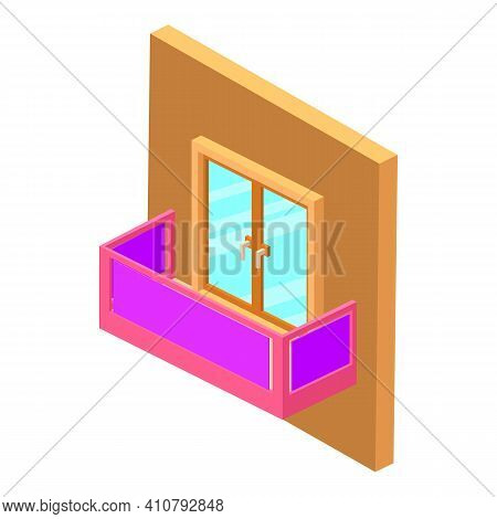 Bright Balcony Icon. Isometric Illustration Of Bright Balcony Vector Icon For Web