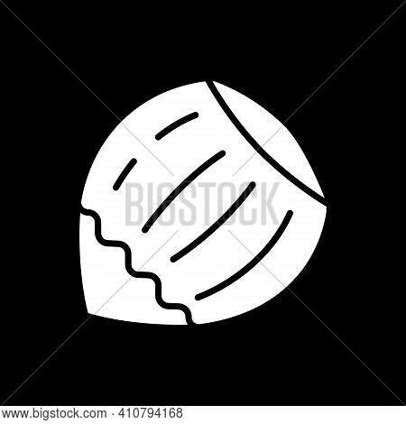 Hazelnut Dark Mode Glyph Icon. Nut For Healthy Eating. Kernel From Shell. Diet Product. Fiber, Prote