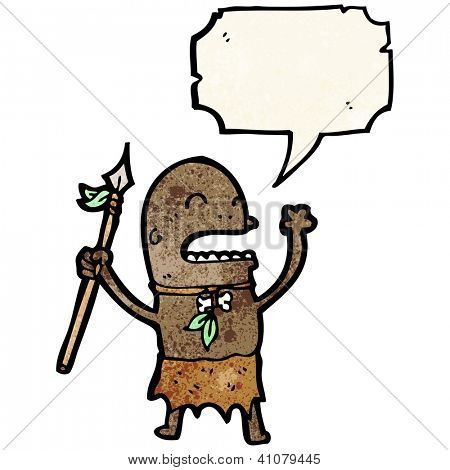 tribesman criant de dessin animé