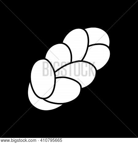 Braided Bread Dark Mode Glyph Icon. Plaited Loaf. Bakery Goods. Pastry Product. Sweet Bun. Grocery A
