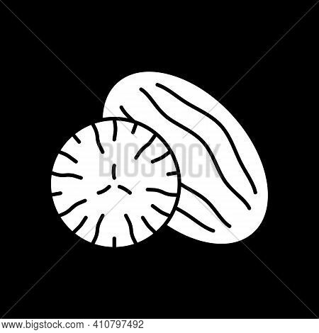 Cut Fruit Dark Mode Glyph Icon. Dry Raisin. Nut With Vitamins. Nutrient Food. Recipe Ingredient. Gro