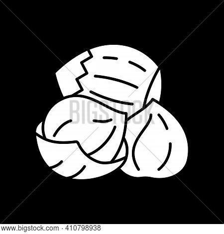 Hazelnuts Dark Mode Glyph Icon. Fresh Nuts For Diet. Nutrient Dietary Food. Recipe Ingredient. Groce