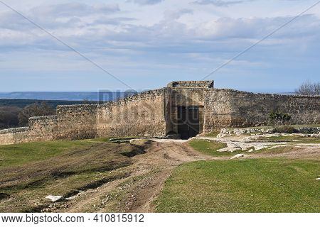 Iron-lined Gate To A Medieval City-fortress Chufut-kale, Crimea