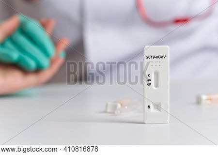 Covid Rapid Test. Negative Test Result By Using Rapid Test Device For Covid-19 Coronavirus