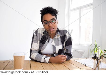 Confident African American Applicant Answering Questions At Job Interview