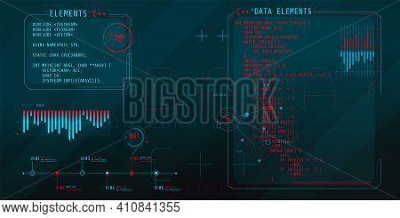 Hud Interface Elements With Part Of The Code C Plus Plus.