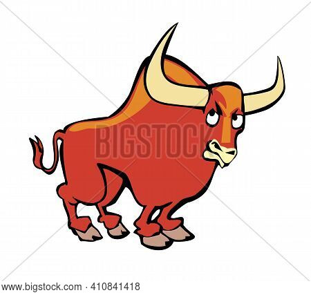 Bull Abgry. Color Vector Flat Illustration Isolated On White Background