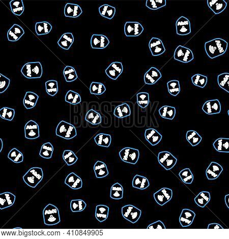 Line Shield With Vpn And Wifi Wireless Internet Network Symbol Icon Isolated Seamless Pattern On Bla