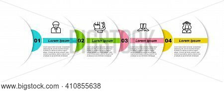 Set Line Ukrainian Cossack, Monument To Founders Of Kiev, Footwear And Woman. Business Infographic T