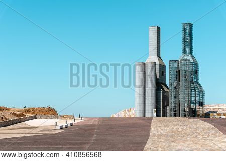 Santiago De Compostela, Spain - July 18, 2020: View Of City Of Culture Of Galicia. Situated On The T