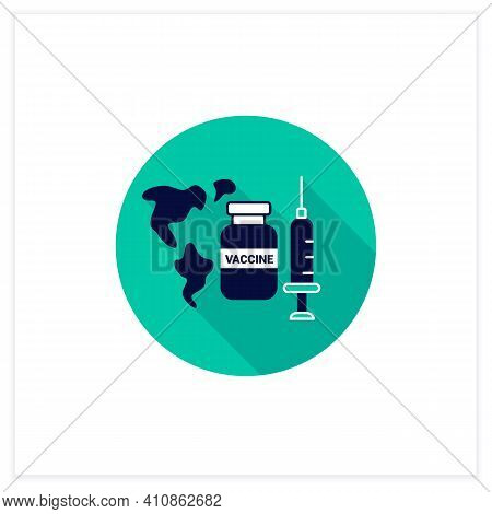 World Vaccination Flat Icon. Health Care, Worldwide Vaccination. Necessarily Fight Against Covid19. 