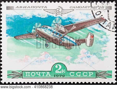 Ussr - Circa 1979: Postage Stamp 'antonov An-28' Printed In Ussr. Series: 'airmail. The History Of T