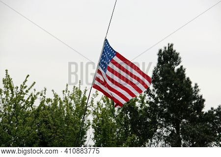 Stars And Stripes, Flag Of The Usa, Flying On The Radio Antenna Of A Geep In An Historic Second Worl