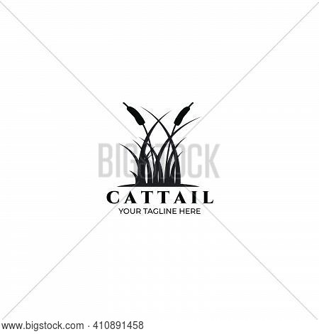 Cattails Logo Vector Illustration Design Vintage Linear
