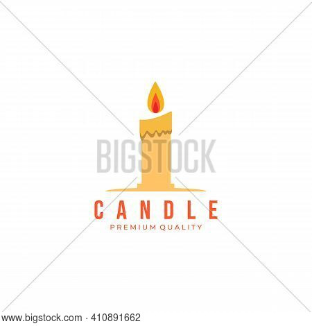 Candle Light Logo Vector Illustration Vintage Design Template Art