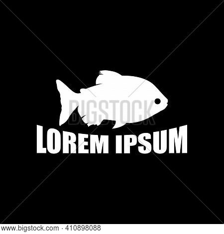 Pacu Or Piranha Fish Logo Template With Simple Silhouette Illustration In Flat Design Monogram Symbo