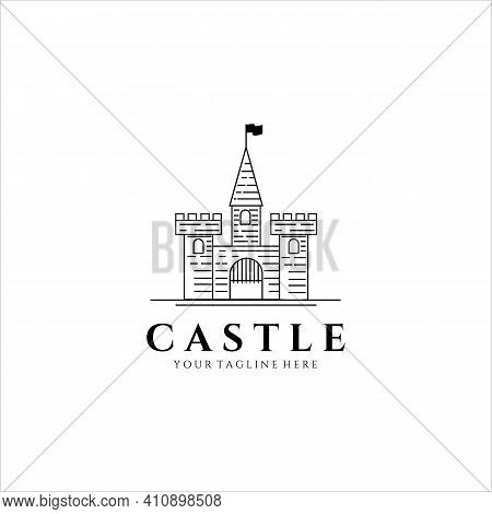 Dream Castle Line Art Logo Vector Illustration Design