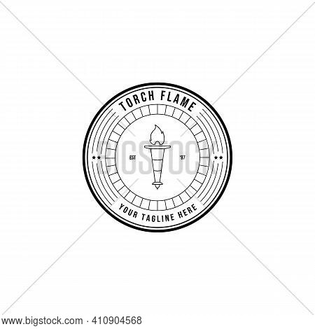 Torch Flame Logo Vector Illustration Design Emblem Line Art Linear
