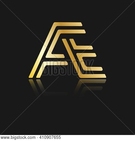 Stylized Lowercase Letters A And E With Reflection, Connected By A Single Line For Logo, Monogram An