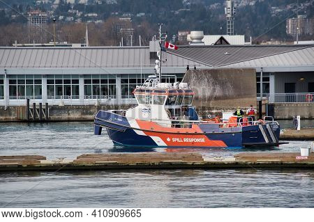 A Spill Response Vessel Came Back From Its Job.   March 3rd, 2021  North Vancouver, British Columbia