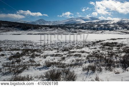 View Of Ulagan Highlands In Altay Mountains In The Winter, Siberia, Russia