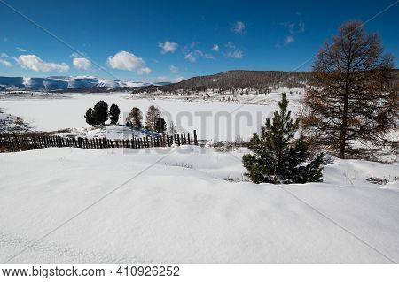 View Of Ulagan Highlands In Altay Mountains In The Winter, Siberia, Russia