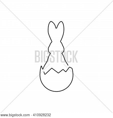 Single Line Easter Bunny, Easter And Holiday, Rabbit In Egg Sign, Vector Graphics, One Line Icon, Ep