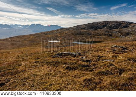 Autumn Landscape Around Mount Njulla. Abisko National Park, Sweden