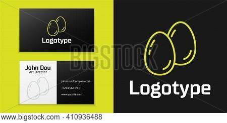 Logotype Line Easter Eggs Icon Isolated On Black Background. Happy Easter. Logo Design Template Elem