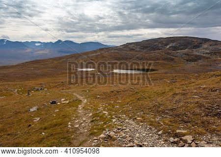 Autumn Landscape Around Mount Njulla. Abisko National Park, Sweden