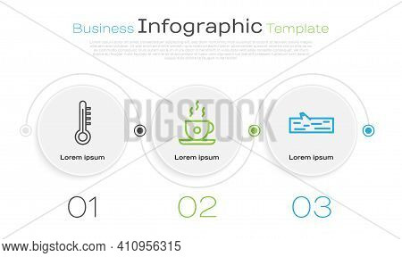 Set Line Meteorology Thermometer, Coffee Cup And Wooden Log. Business Infographic Template. Vector