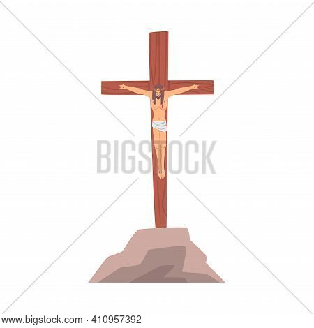 Crucifixion Of Jesus As Salvation And Atonement Symbol In Bible Narrative Vector Illustration