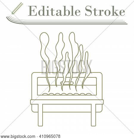 Chafing Dish Icon. Editable Stroke Simple Design. Vector Illustration.