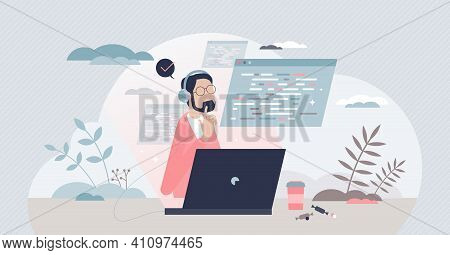 Coder Geek Script Typing Expert For Software Development Tiny Person Concept